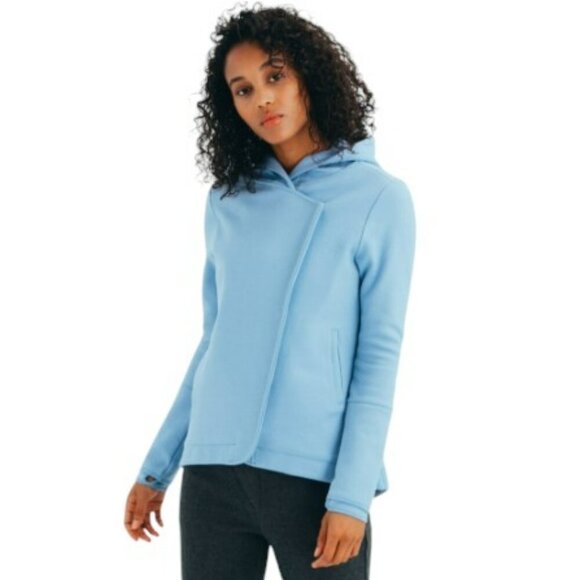 APL Perfect Wool Full Zip Hoodie Jacket Womens Medium Powder Blue Woolmark Large - Picture 1 of 10